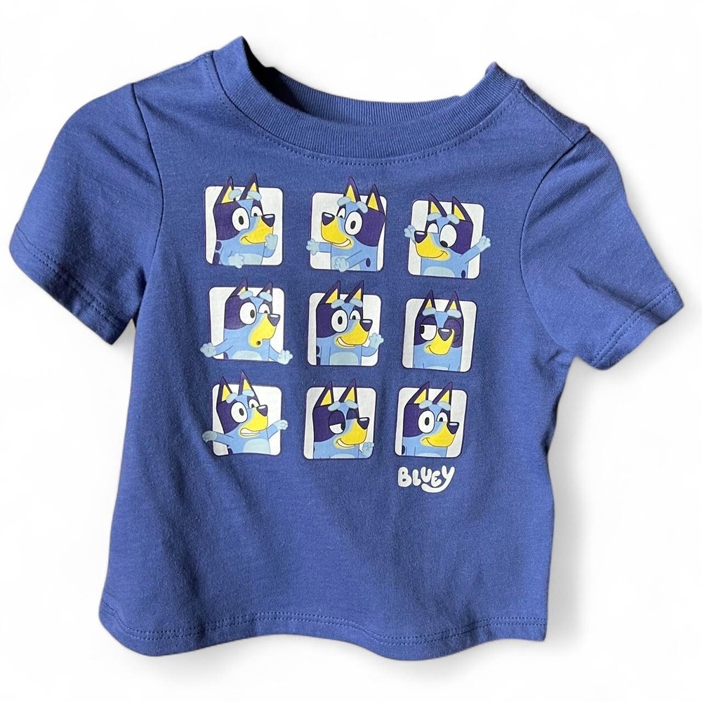 Bluey Toddler Boy Girl Expressions Grid Graphic Short Sleeve T Shirt Top 12-18M